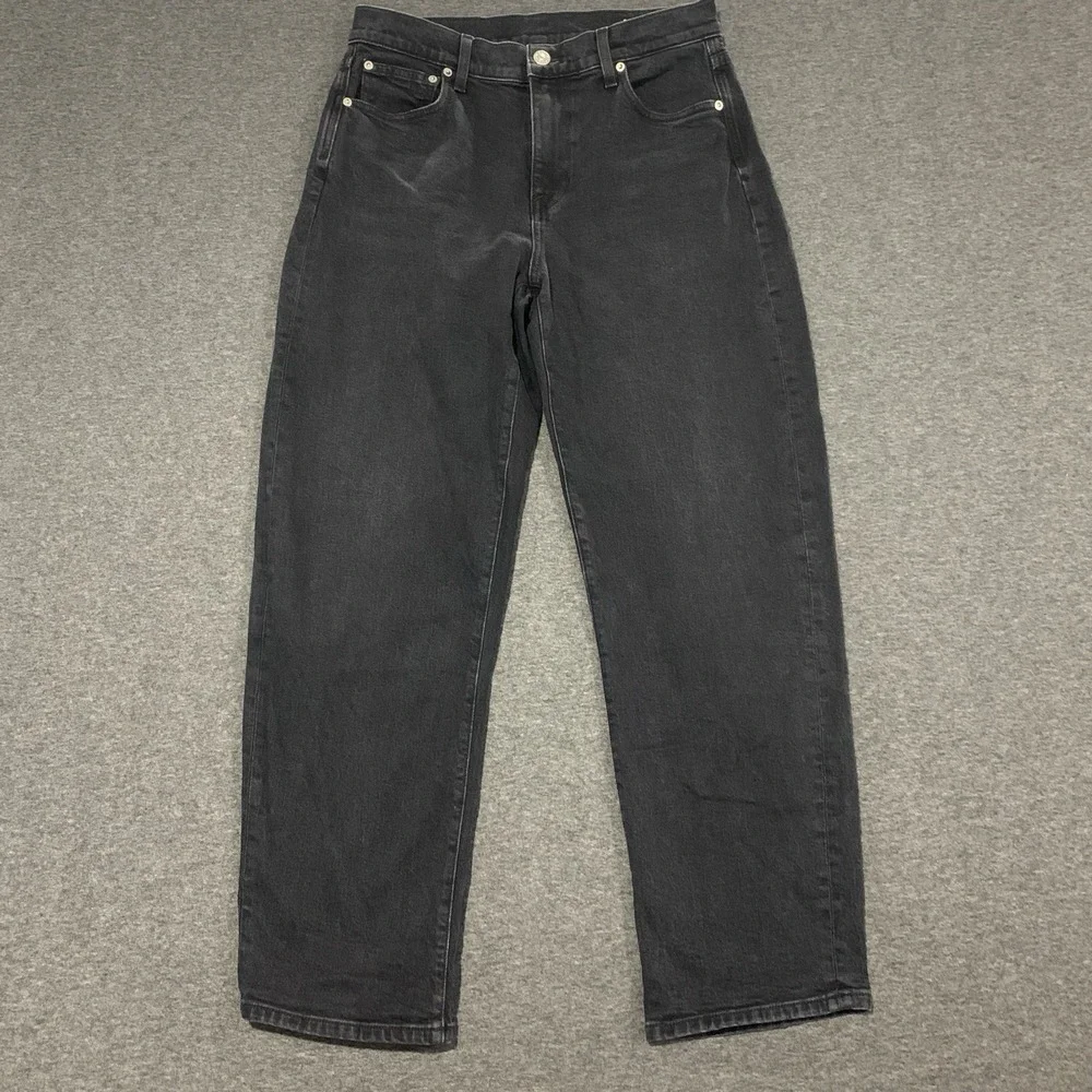 AYR The Getup Balloon Barrel Jeans Womens 27S Black Denim Pants Film Noir - Picture 1 of 13